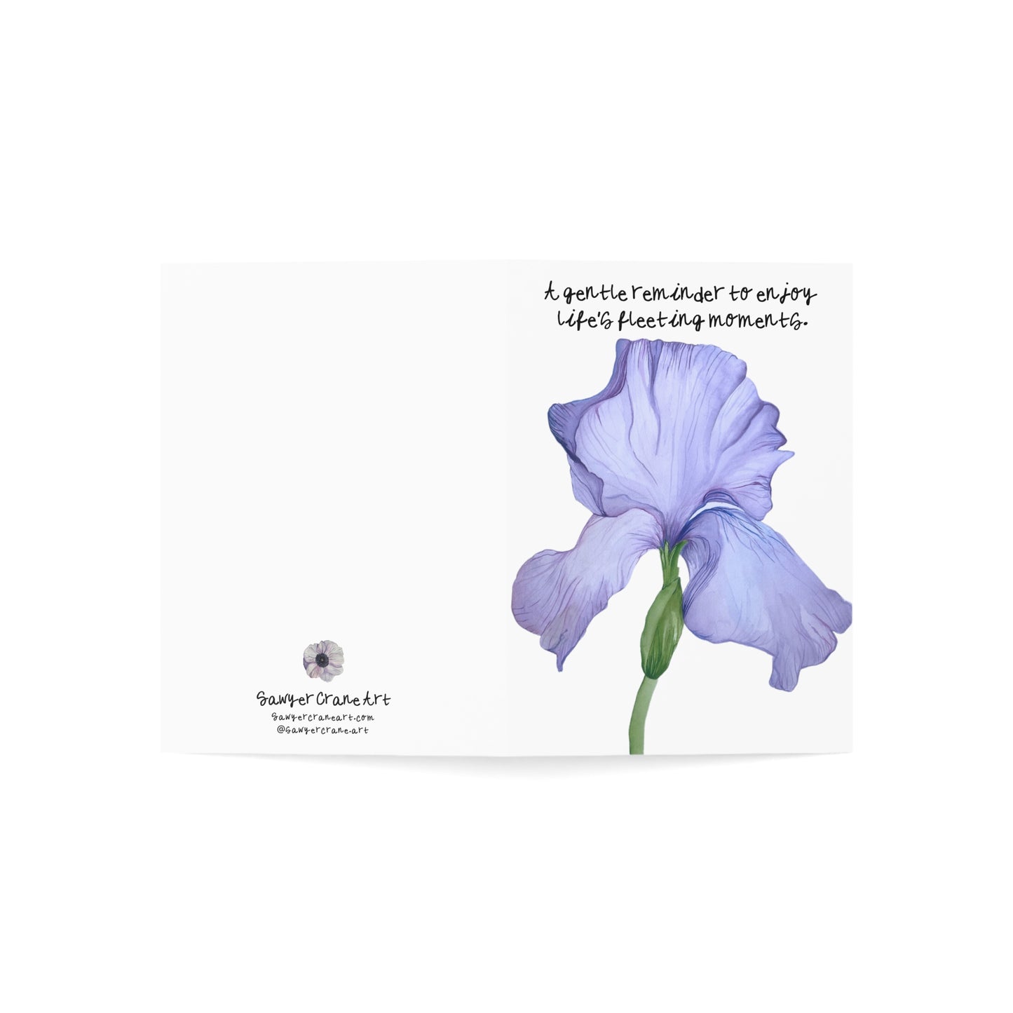 Iris Illustration Greeting Card  "A gentle reminder to enjoy life’s fleeting moments" (Blank Inside)