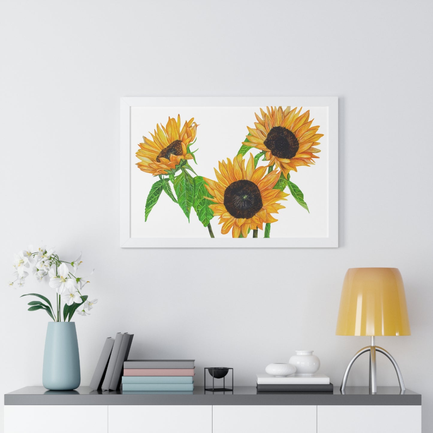 Sunflower Watercolor Framed Print — Bright Botanical Wall Art