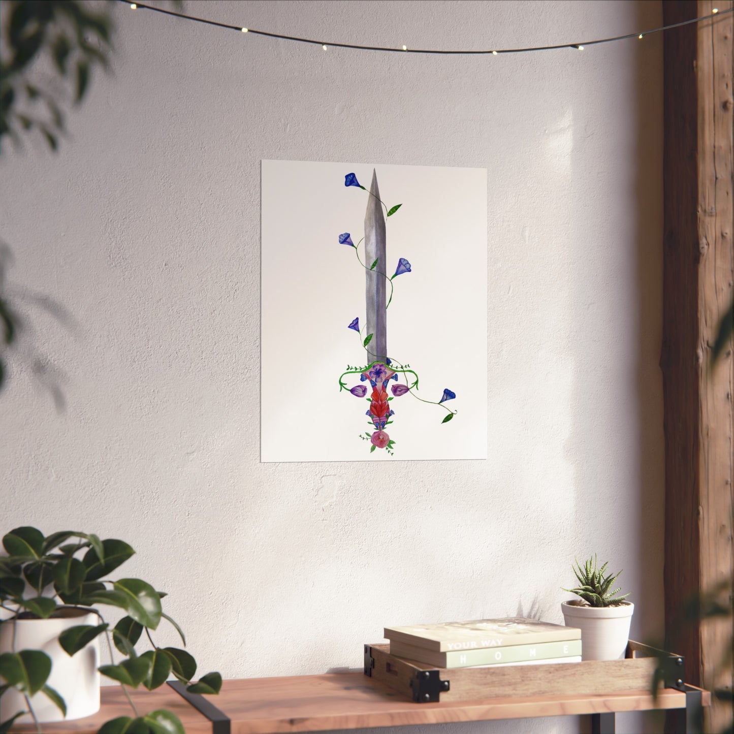 Sword & Vines Giclée Art Print — Floral Dagger Wall Art