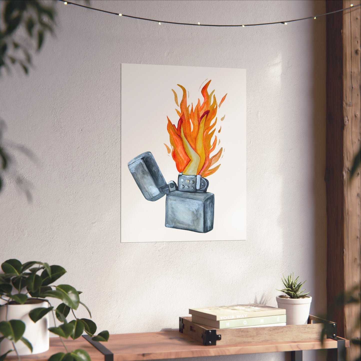 Lighter Legs Flame Giclée Art Print — Watercolor Fire Illustration