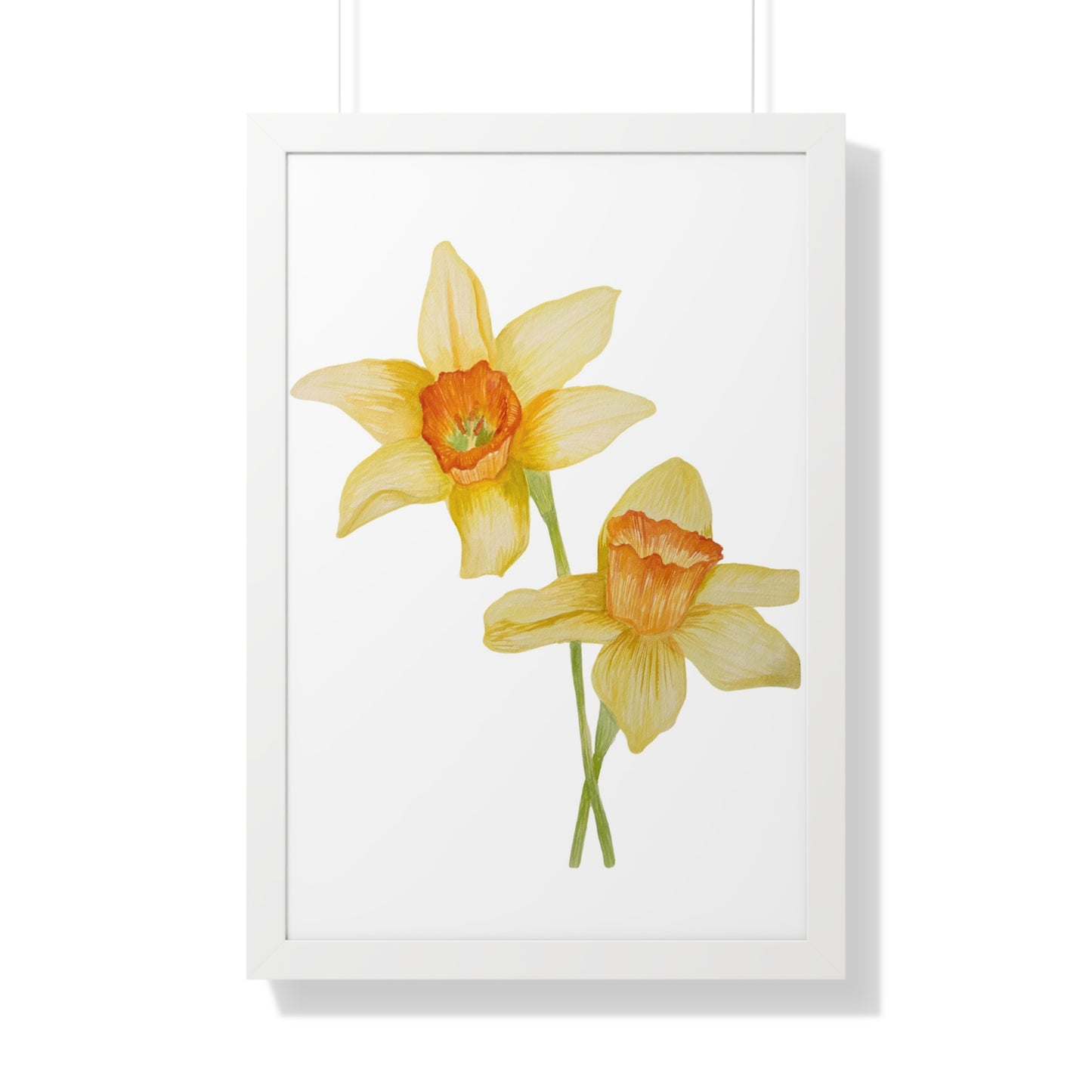 Daffodil Botanical Framed Print — Yellow Watercolor Flower Wall Art