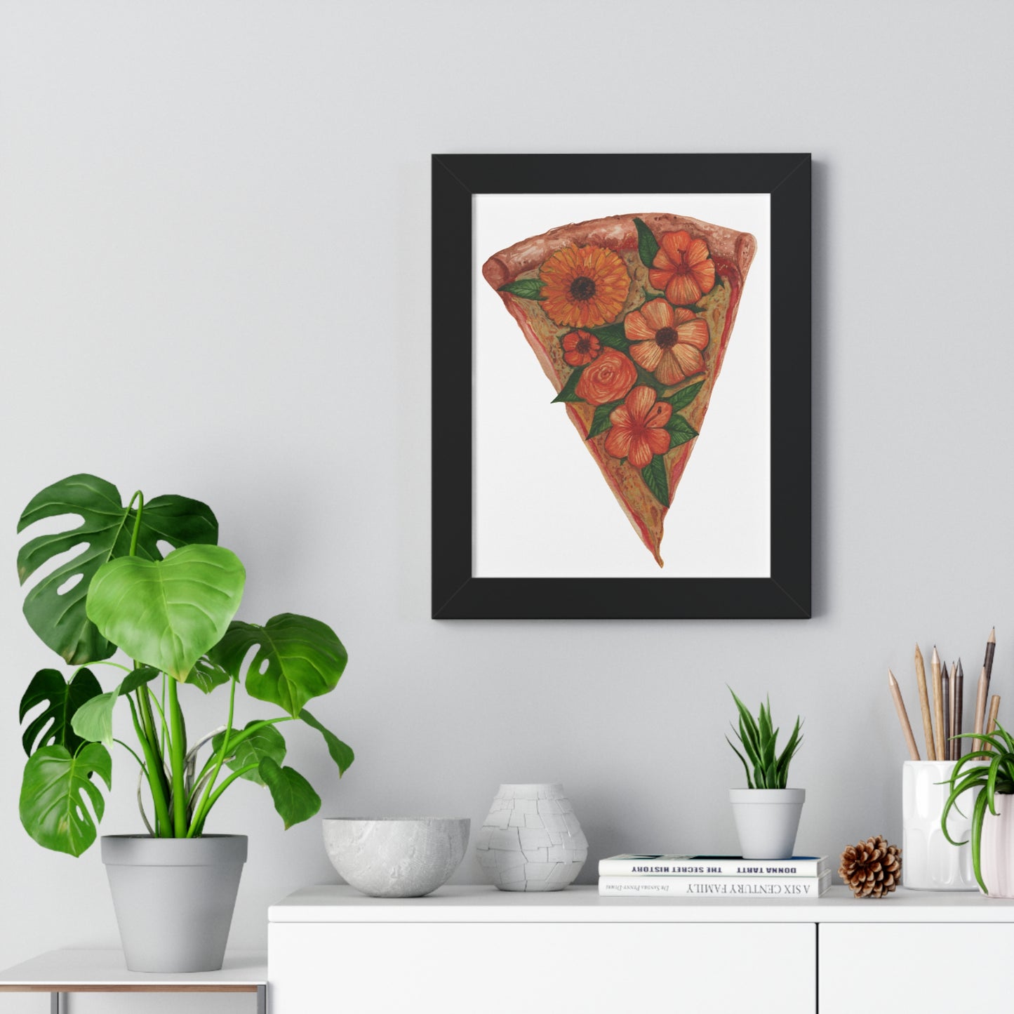 Floral Pizza Slice Art Print