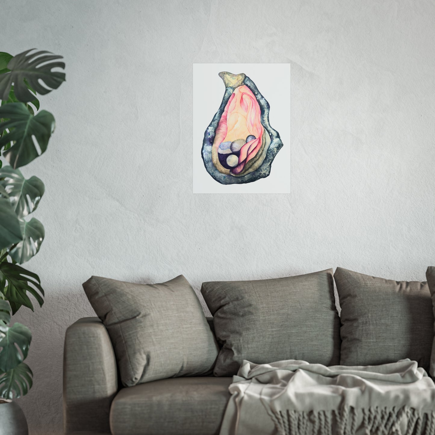 Oyster Shell Giclée Art Print — Watercolor Pearl Illustration