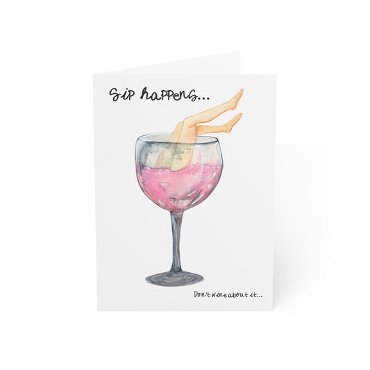 Funny Feminist Wine 'Sip Happens' Greeting Card