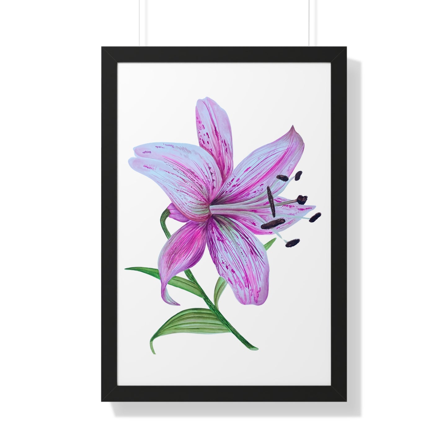 Framed Art Print - Pink Tiger Lily Botanical Wall Art