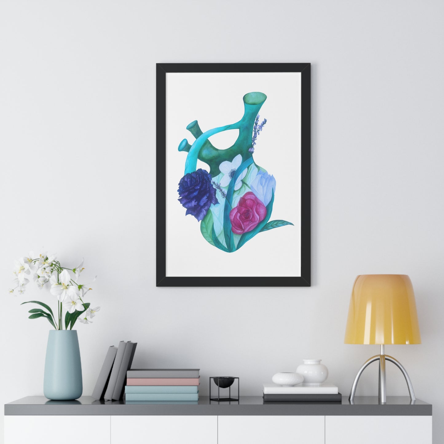 Framed Print — Floral Anatomical Heart Print