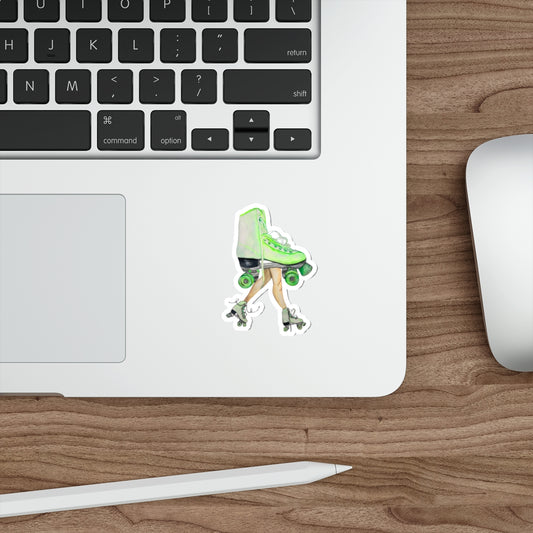"On A Roll" Green Roller skate with Legs Sticker
