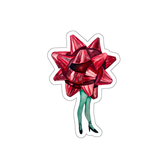 "Bow-Legged Christmas" Christmas Wrapping Bow with Legs Sticker